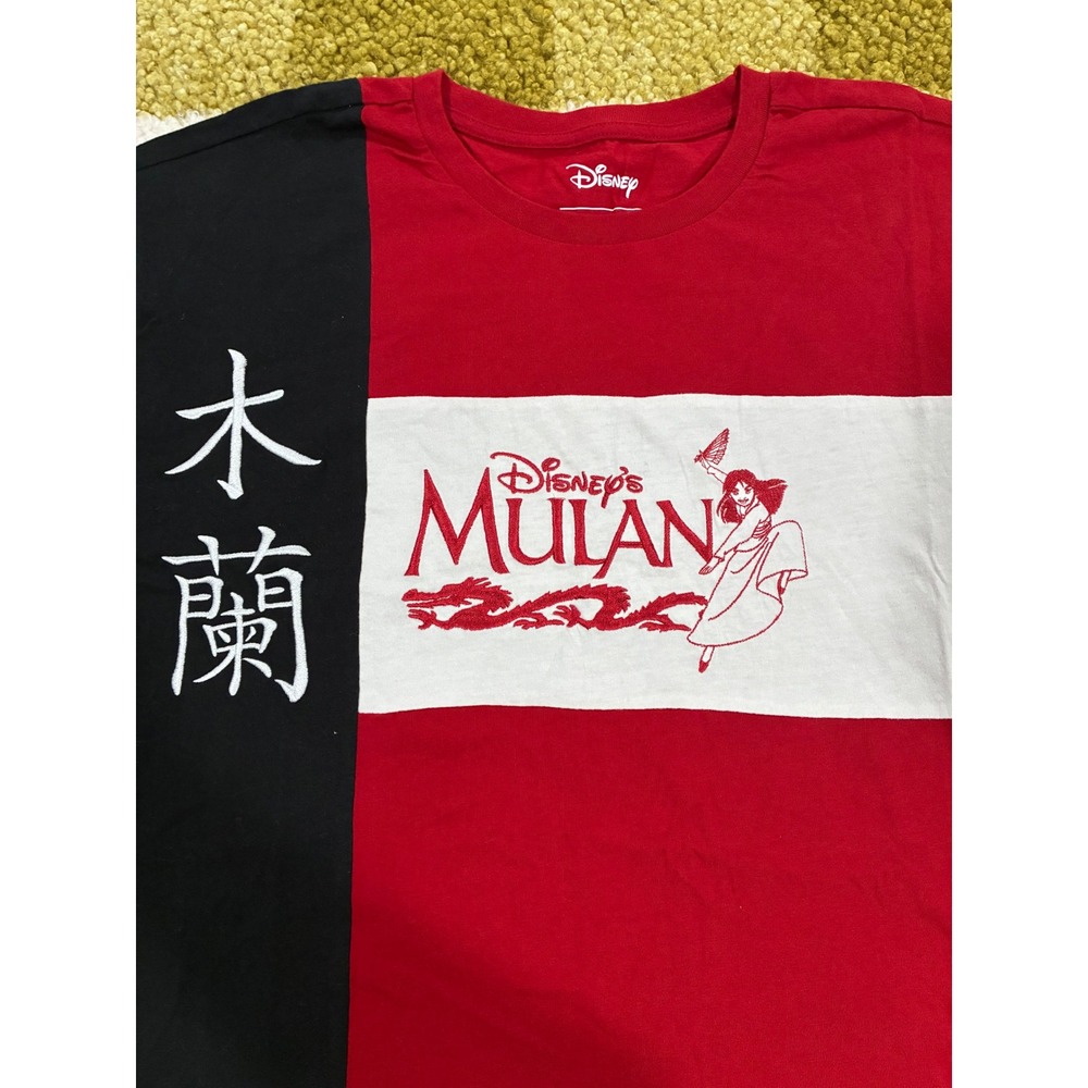 Disney Our Universe Mulan Colorblock T-Shirt Mens XL Red Black Chinese‎ Graphic - Picture 2 of 8